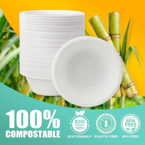 White Compostable Paper Bowls 12 oz 500 Count
