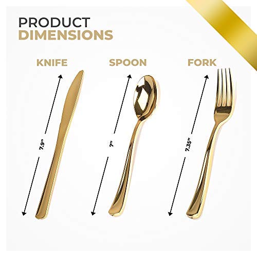 Gold Disposable Plastic Silverware Set 600 Pieces