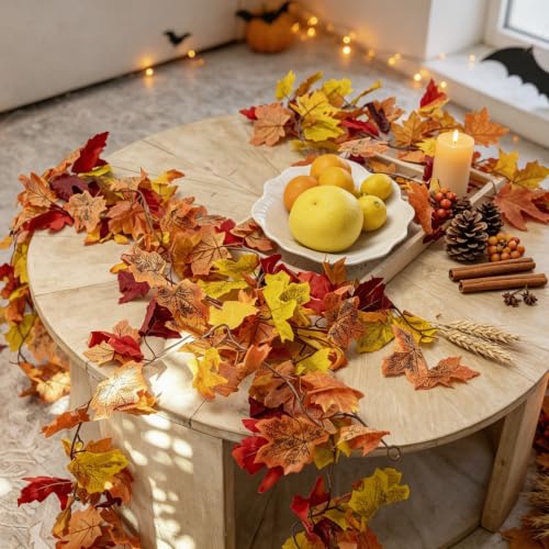 Artificial Fall Maple Leaf Garland 5 Pack for Autumn Decor