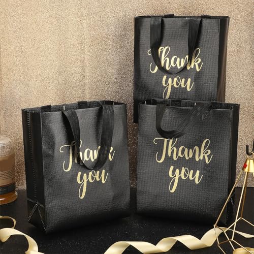Glossy Thank You Gift Bags with Handles for Party Favors