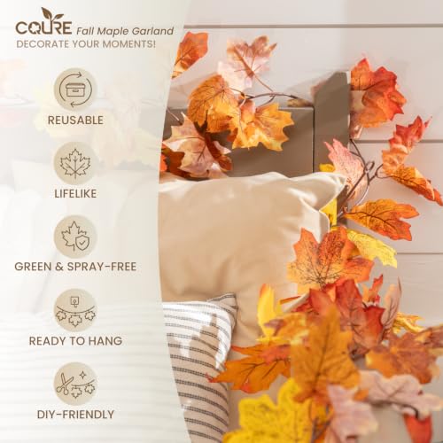 Artificial Fall Maple Leaf Garland 5 Pack for Autumn Decor