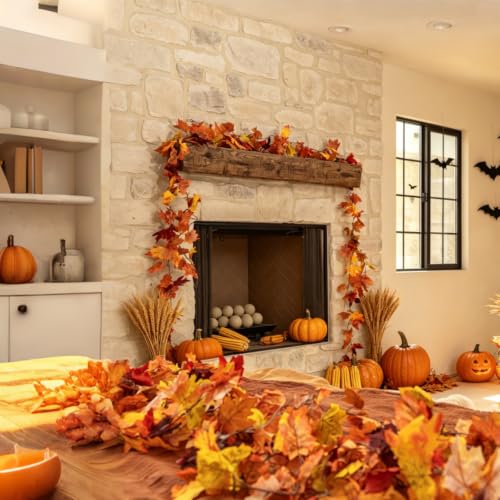 Artificial Fall Maple Leaf Garland 5 Pack for Autumn Decor