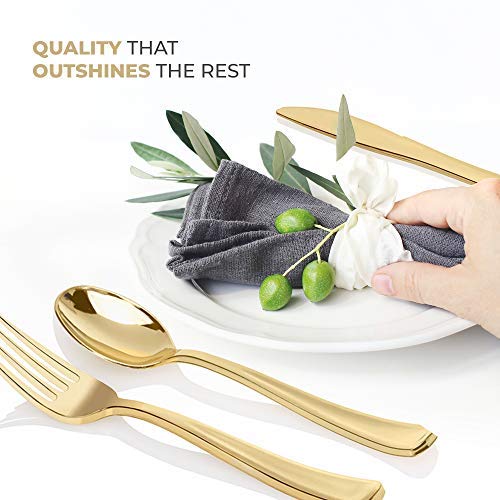 Gold Disposable Plastic Silverware Set 600 Pieces