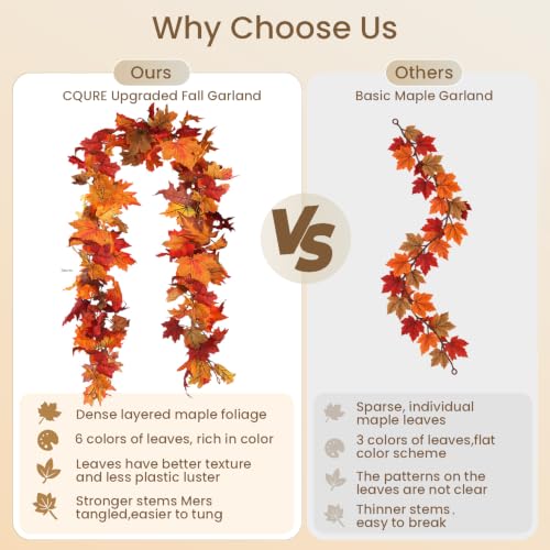 Artificial Fall Maple Leaf Garland 5 Pack for Autumn Decor