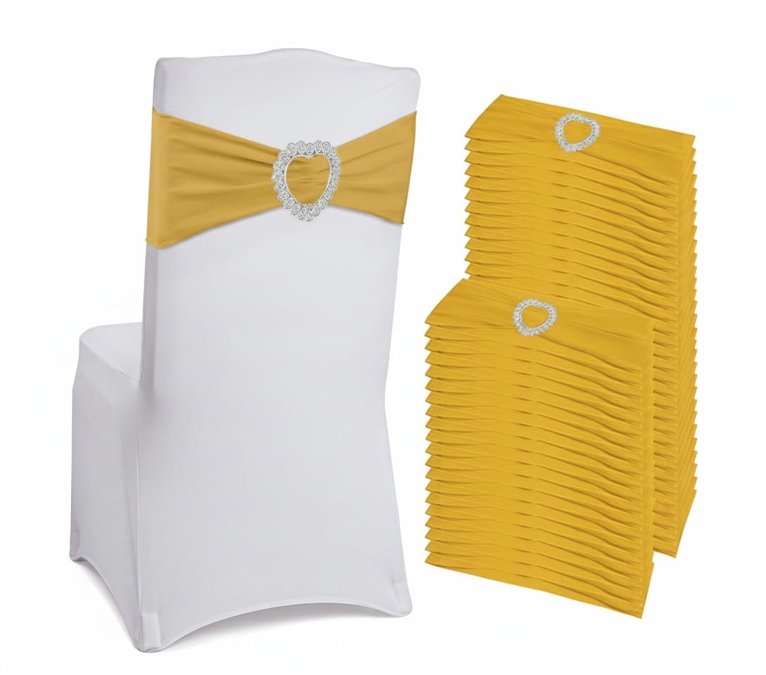 Stretch Spandex Chair Sashes with Buckles for Wedding Decor