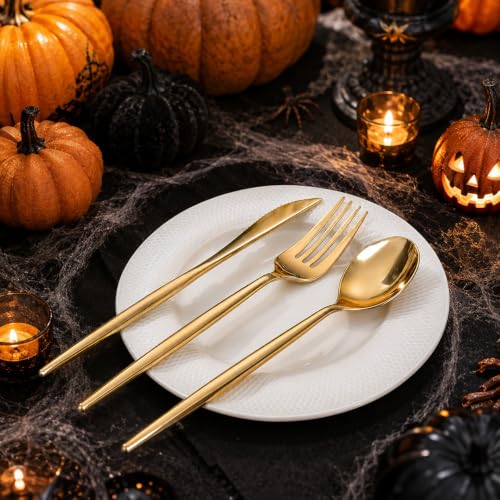 Gold Disposable Plastic Silverware Set 300 Pieces