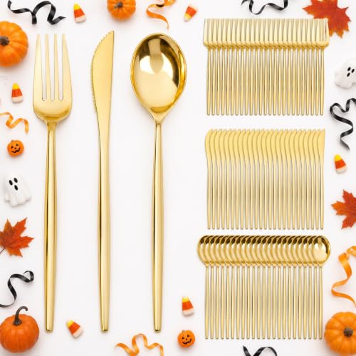 Gold Disposable Plastic Silverware Set 300 Pieces