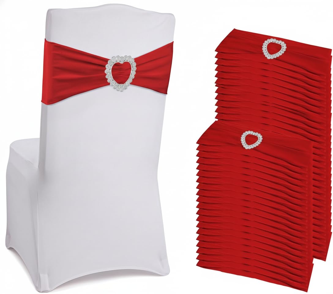 Stretch Spandex Chair Sashes with Buckles for Wedding Decor