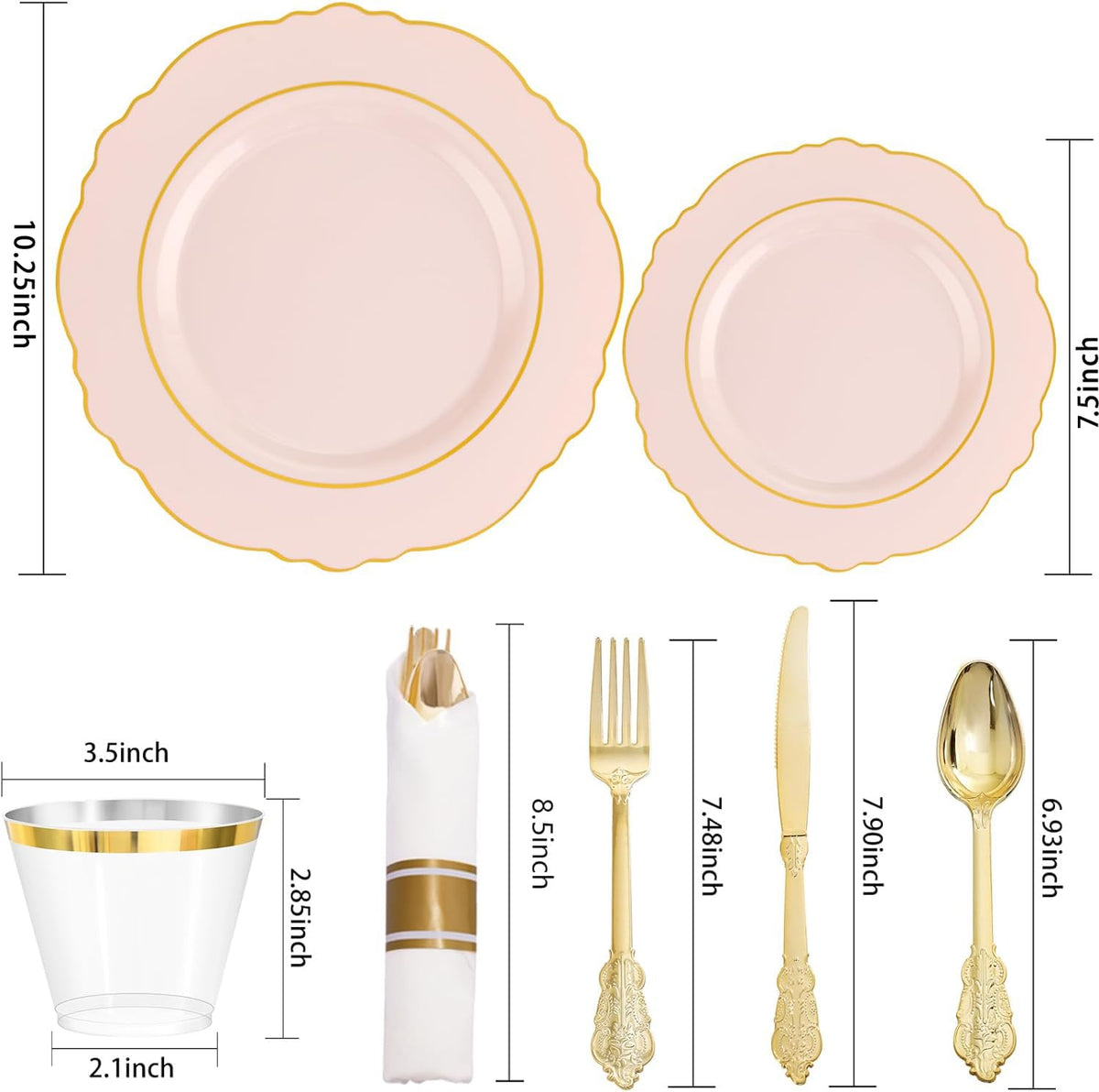 Pink Disposable Dinnerware Set for 50 Wedding Party Guests