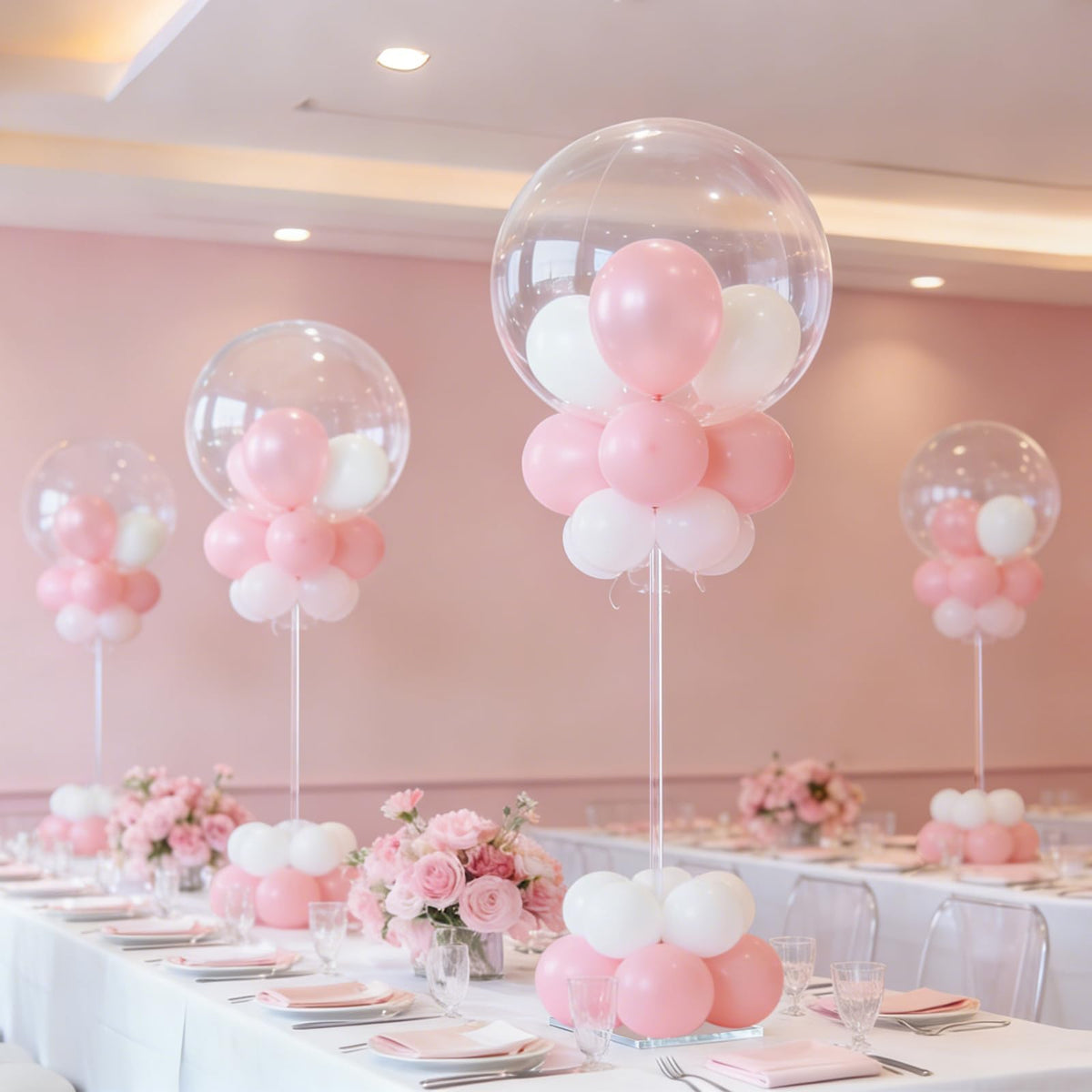 Clear Acrylic Balloon Stand Kit 12 Pack Reusable Tabletop Holder