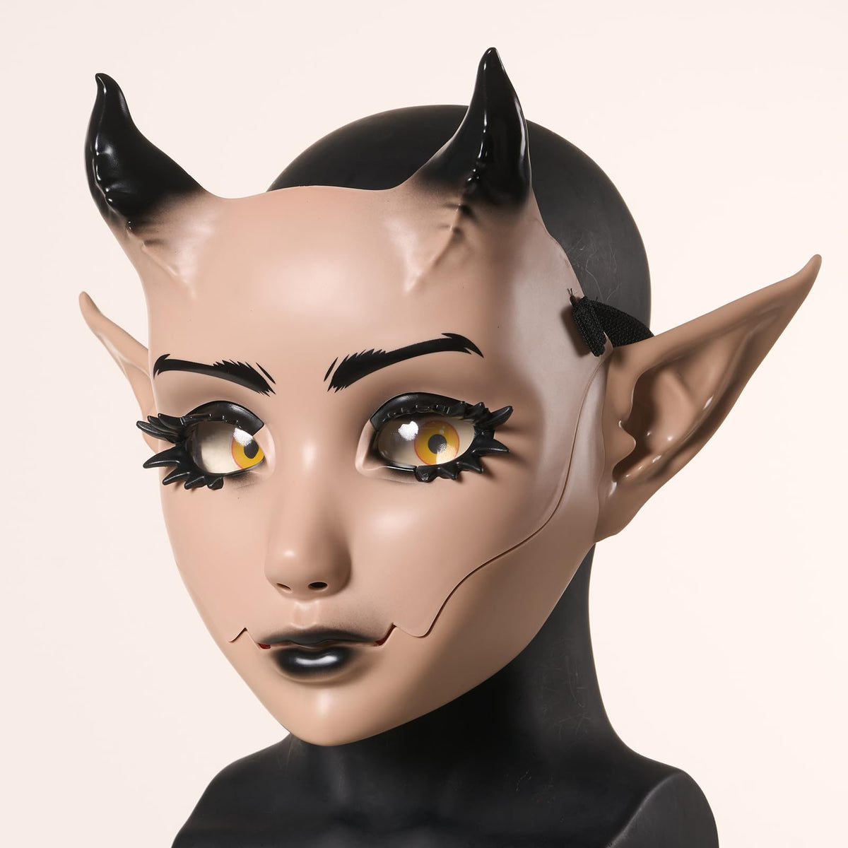 Devil Mask with Movable Jaw Horn Elf Ears for Halloween Cosplay