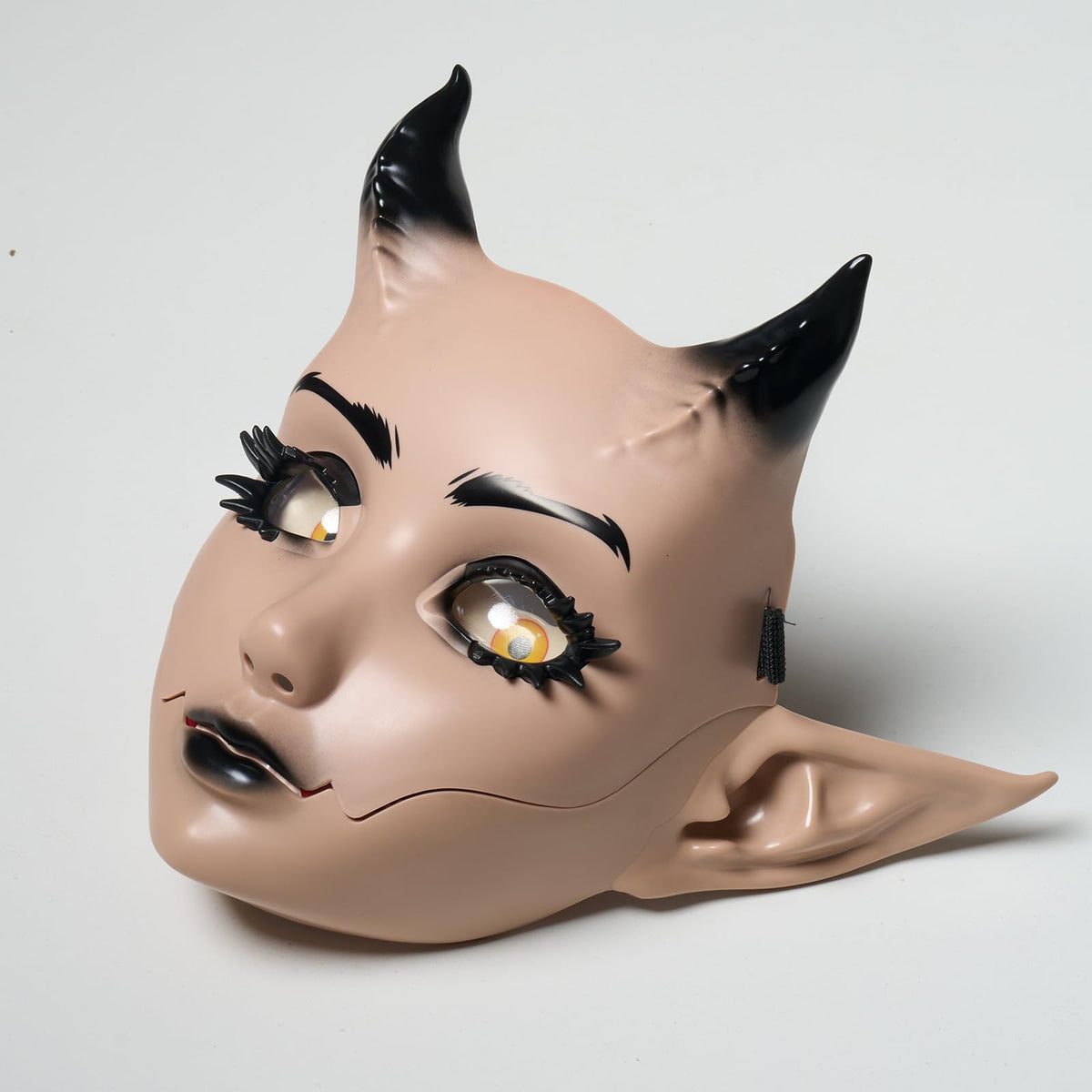 Devil Mask with Movable Jaw Horn Elf Ears for Halloween Cosplay