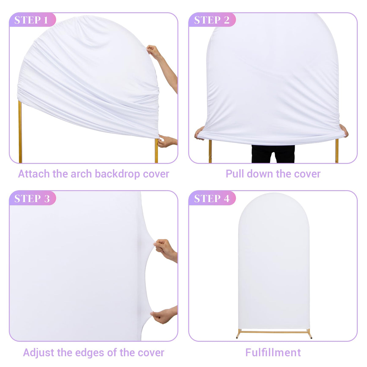 Metal Arch Backdrop Stand Set of 3 with Covers for Party Decor