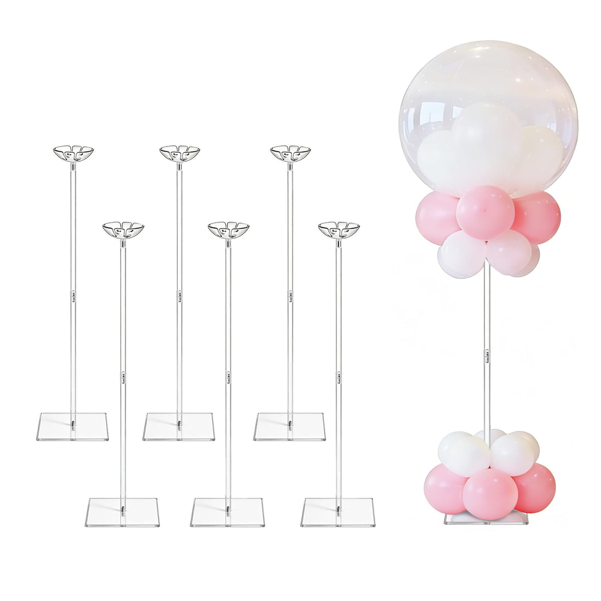 Clear Acrylic Balloon Stand Kit 12 Pack Reusable Tabletop Holder