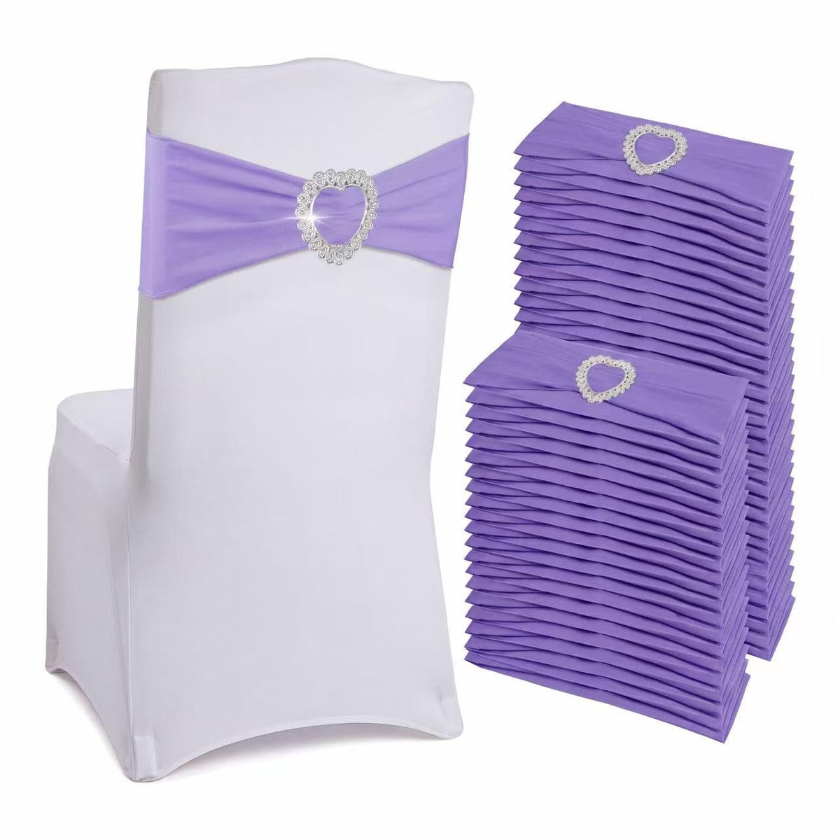 Stretch Spandex Chair Sashes with Buckles for Wedding Decor