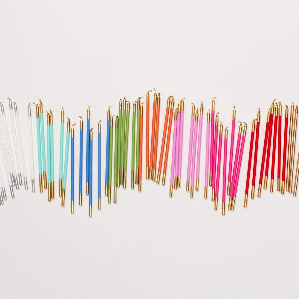 Petal Pink Slim Birthday Candles with Gold Tips 64 Pack