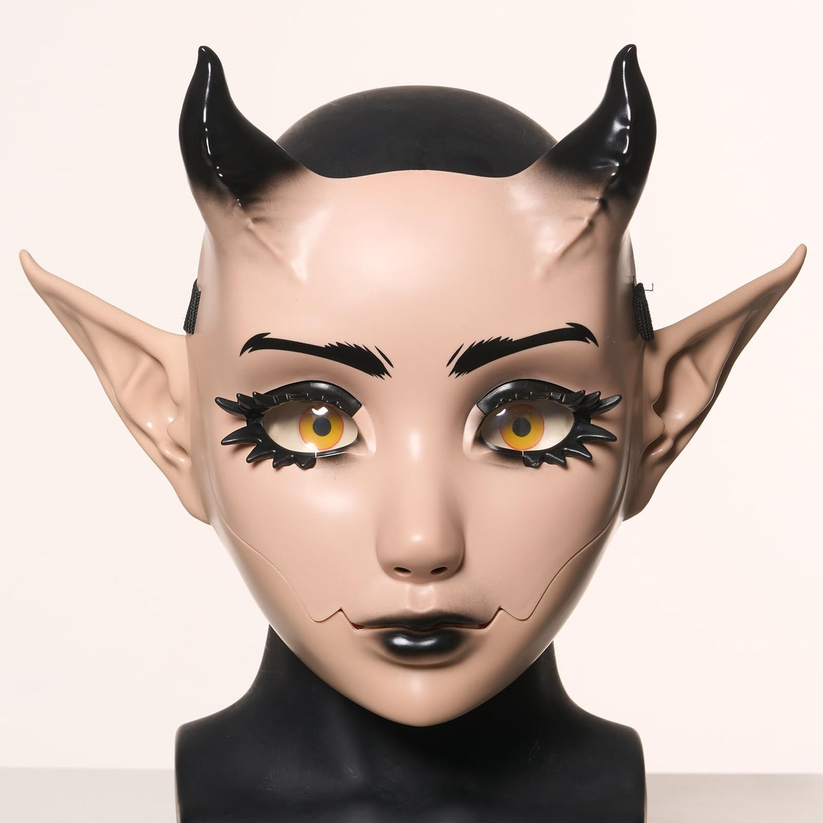 Devil Mask with Movable Jaw Horn Elf Ears for Halloween Cosplay