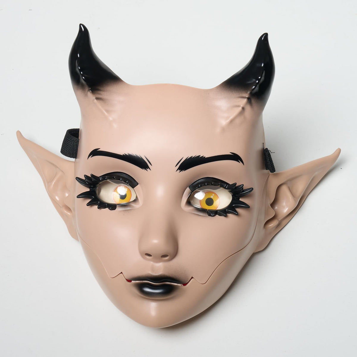 Devil Mask with Movable Jaw Horn Elf Ears for Halloween Cosplay