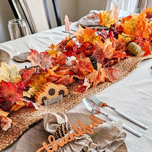 Artificial Fall Maple Leaf Garland 5 Pack for Autumn Decor