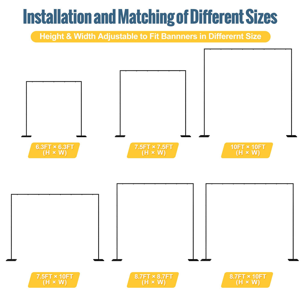 Gold Square Backdrop Stand 10x10 ft for Wedding and Party Decor