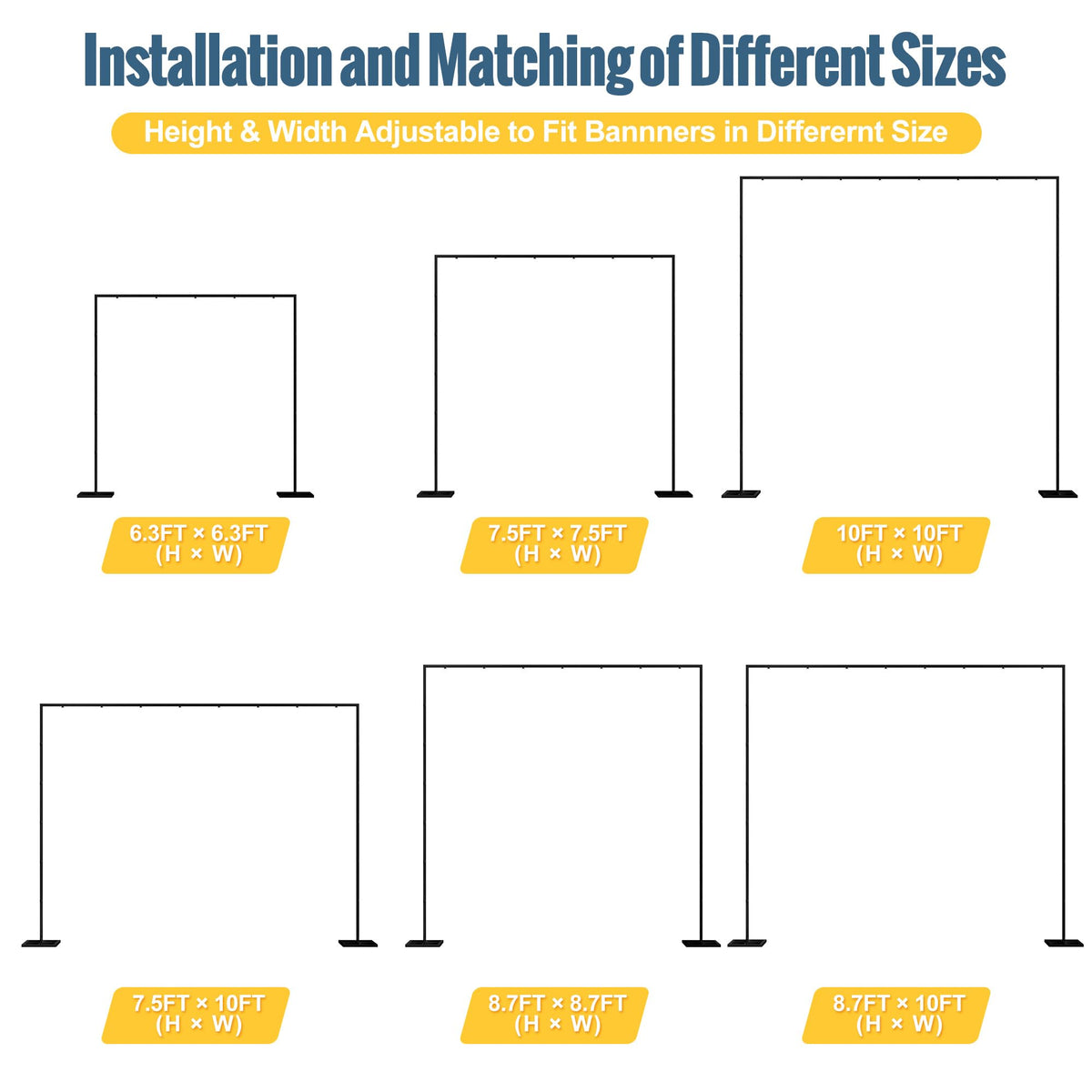 Gold Square Backdrop Stand 10x10 ft for Wedding and Party Decor