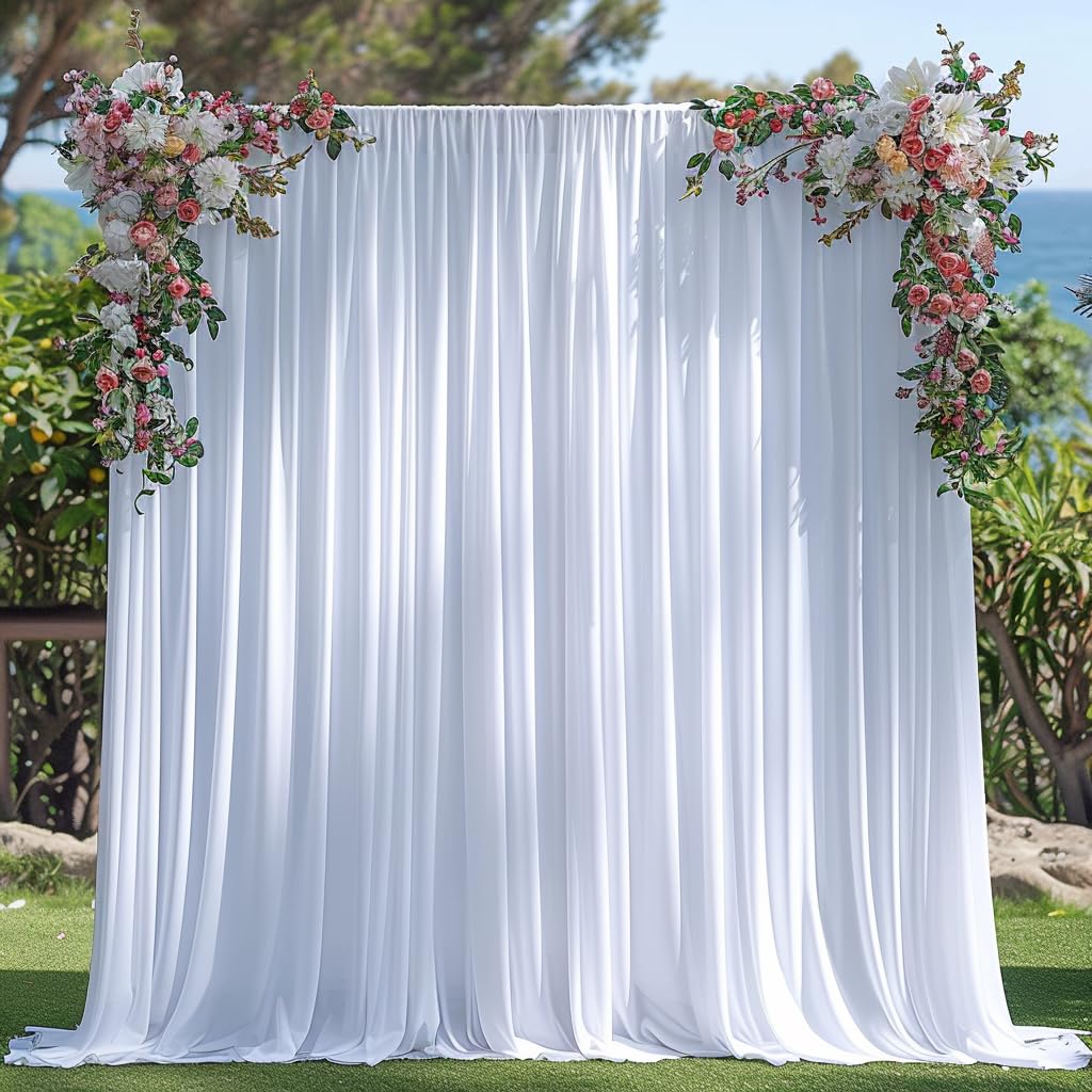 White Fabric Backdrop Curtain for Wedding and Party Decor