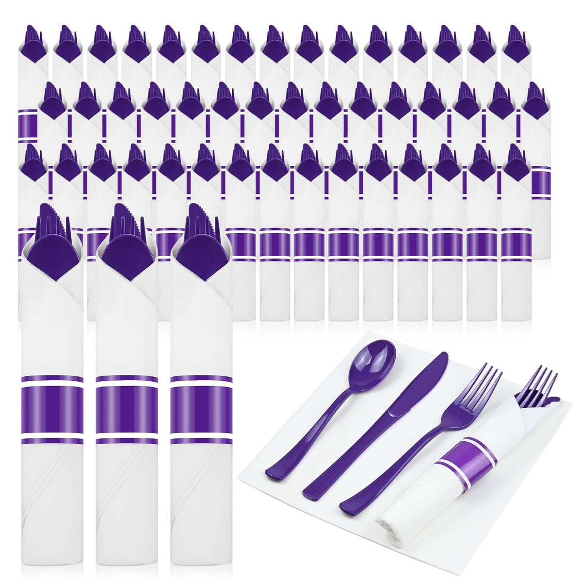 Pre Rolled Plastic Silverware Set for Parties and Events