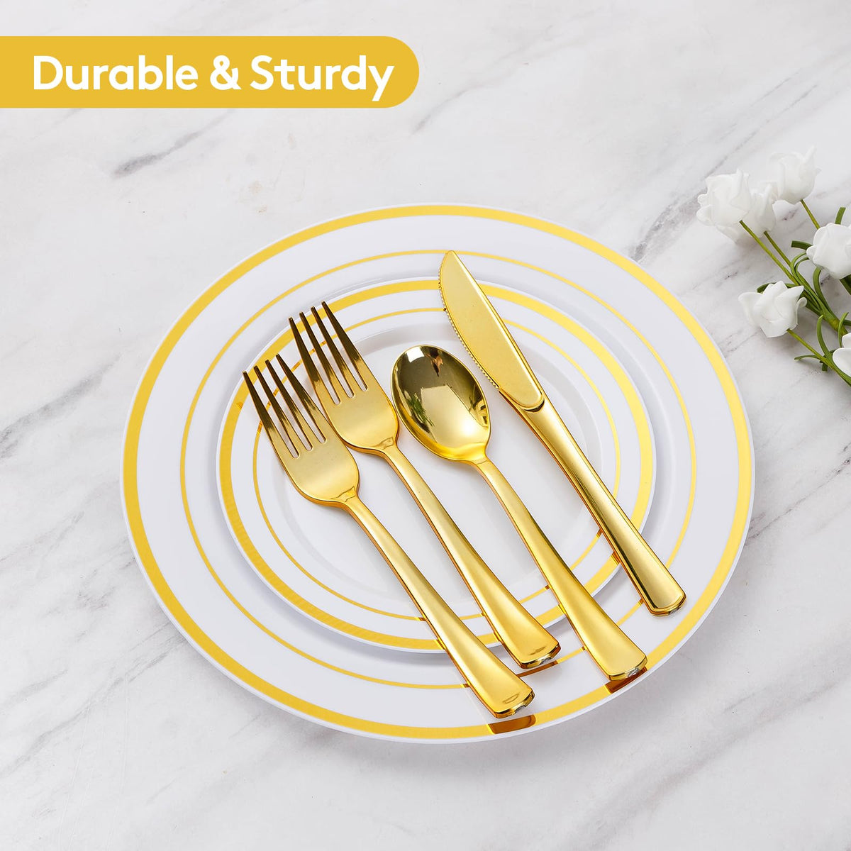 Disposable Plastic Dinnerware Set for Parties and Events