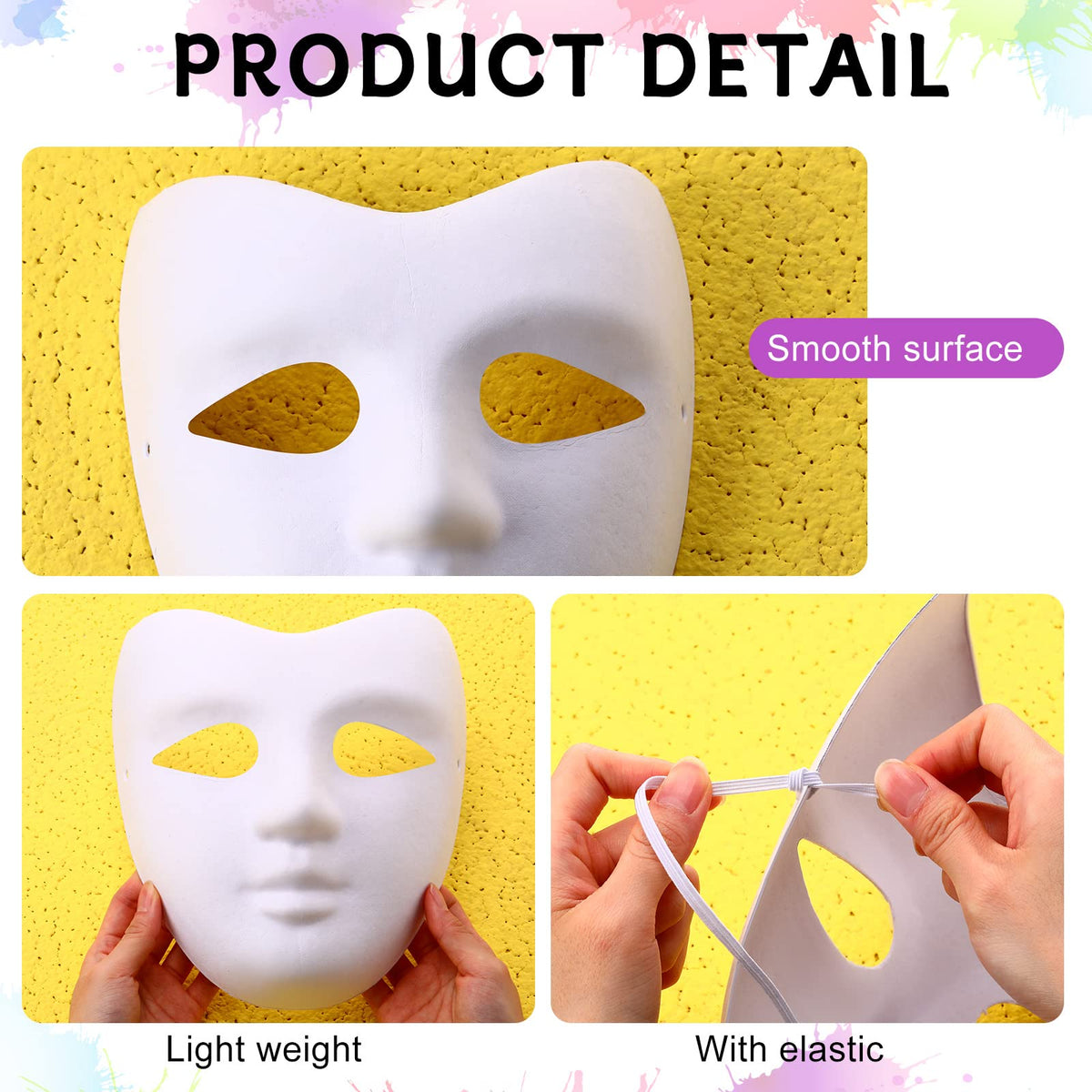 White Blank Paper Mache Masks for Crafts and Parties