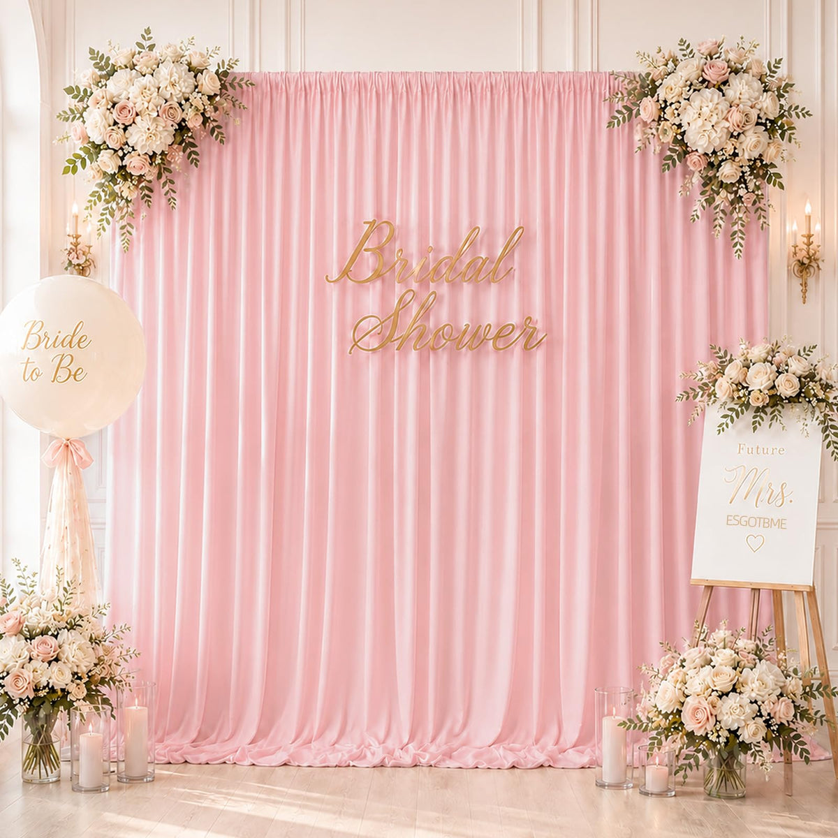 White Fabric Backdrop Curtain for Wedding and Party Decor