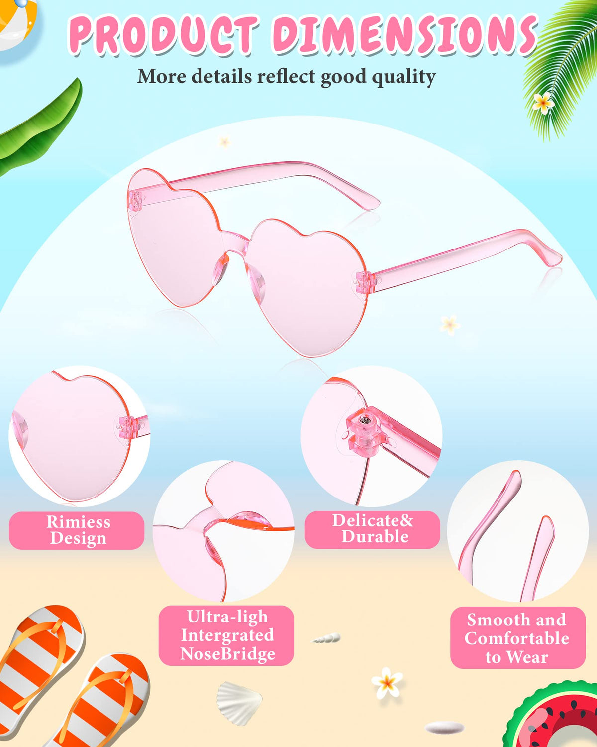 Mixed Style Rimless Party Sunglasses Bulk Pack