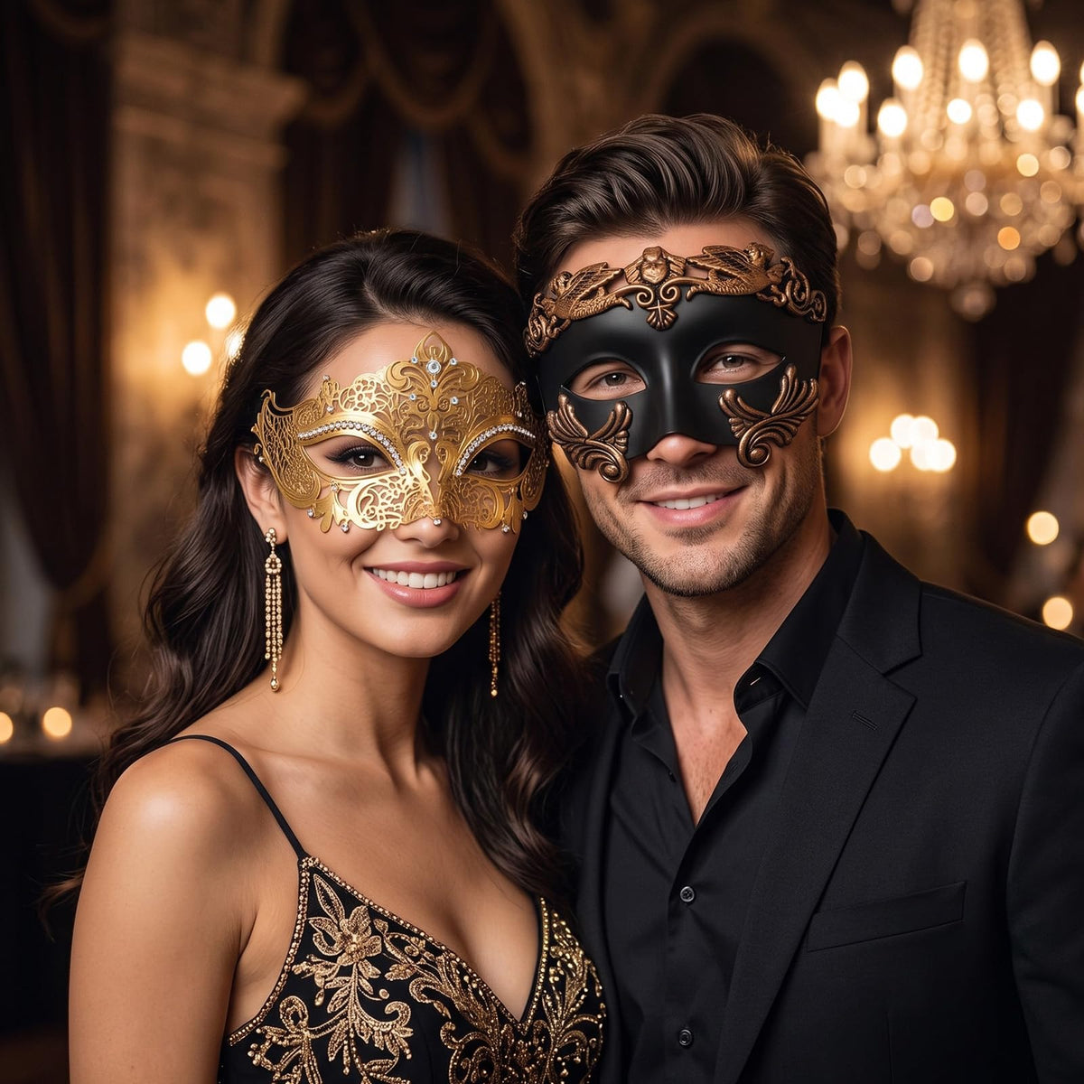 Masquerade Masks 12 Pack in 6 Colors for Adults