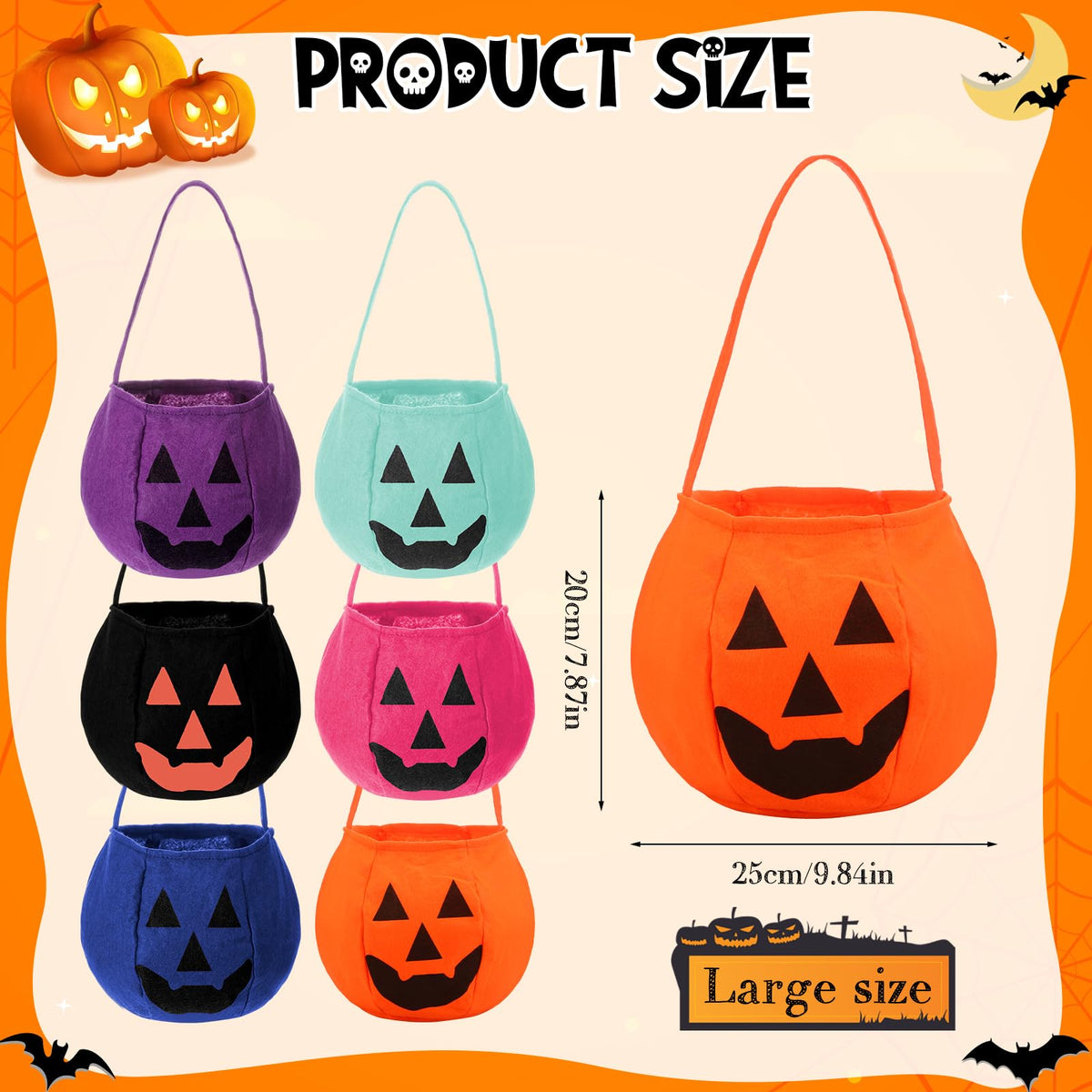 Halloween Pumpkin Treat Bags for Party Favors and Candy
