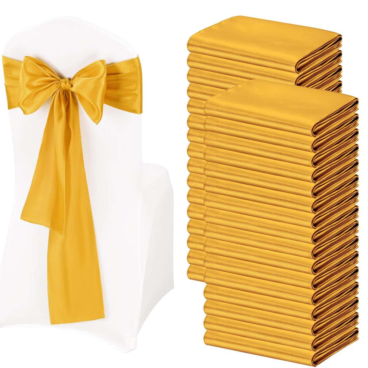 Satin Chair Sashes 100 Pack for Weddings and Party Decor