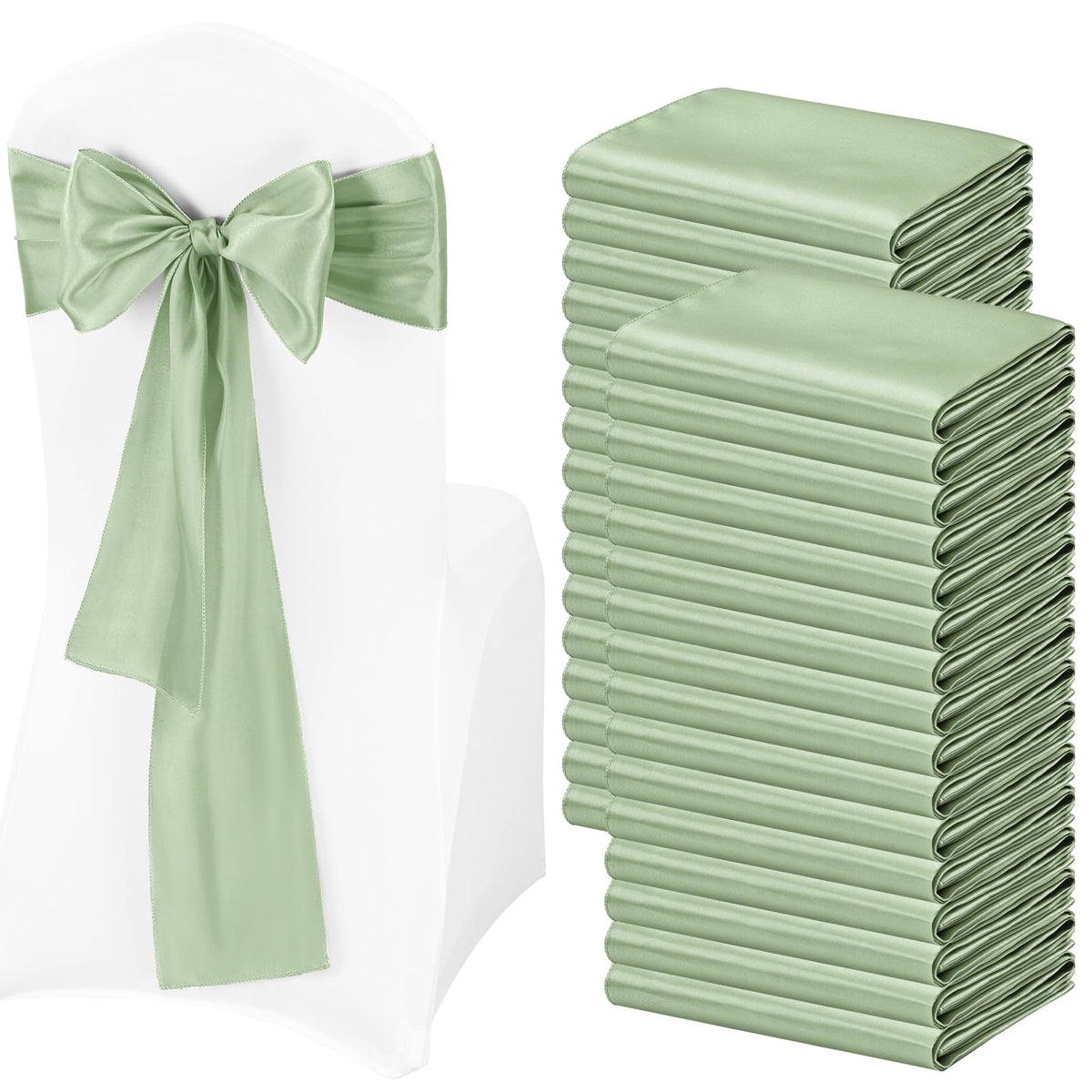 Satin Chair Sashes 100 Pack for Weddings and Party Decor