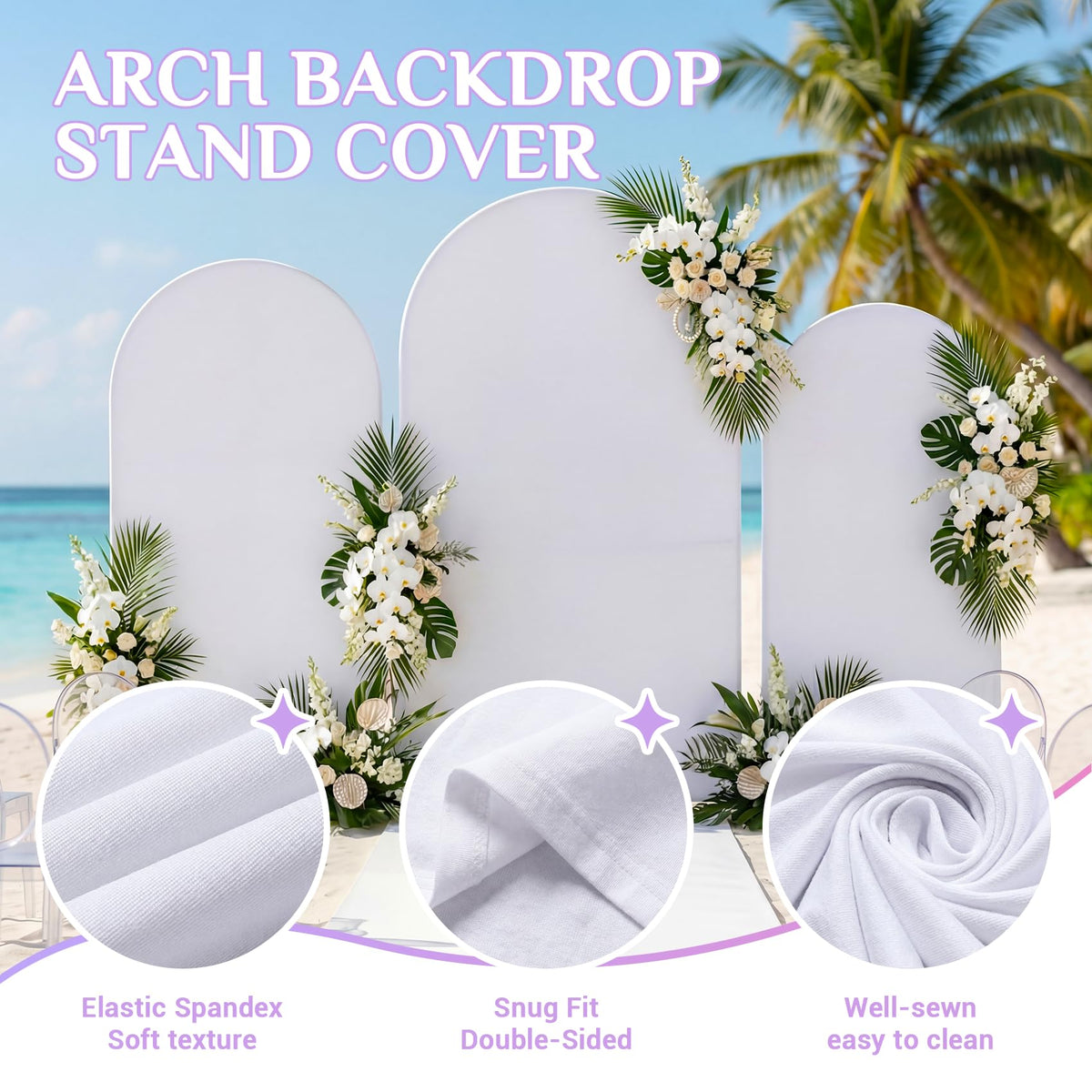 Metal Arch Backdrop Stand Set of 3 with Covers for Party Decor