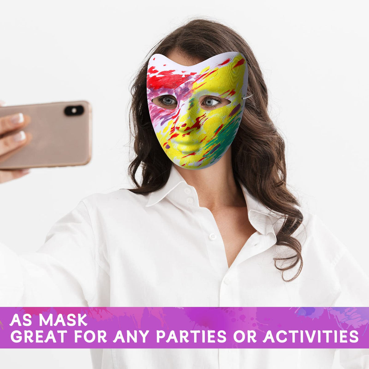 White Blank Paper Mache Masks for Crafts and Parties