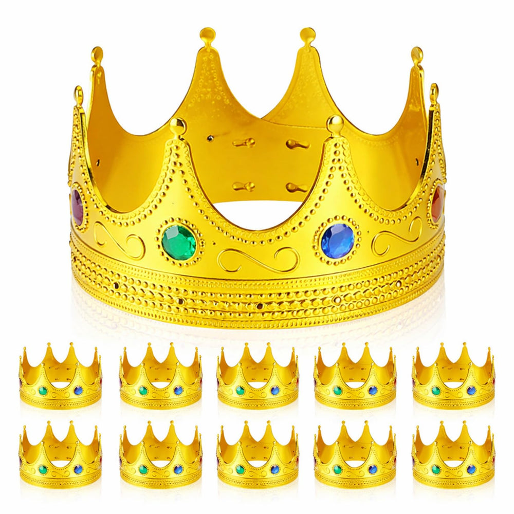 Gold Jeweled King Crown for Costume Cosplay and Parties