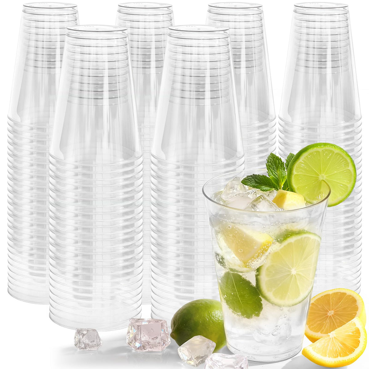 Clear Disposable Plastic Cups 12 oz for Parties and Events