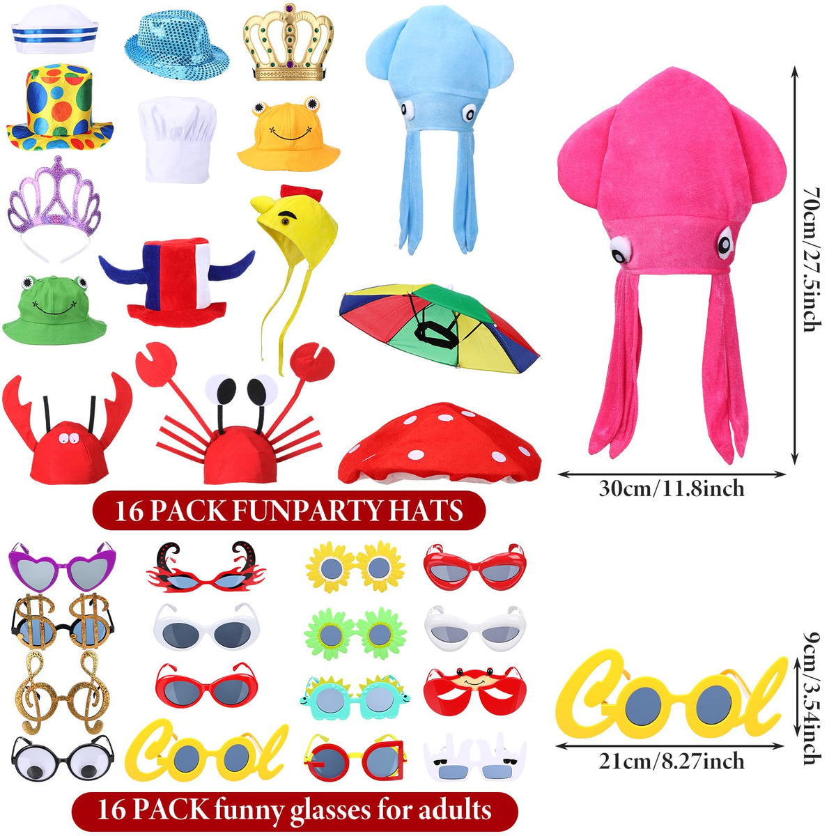 Funny Hats and Glasses 32 Piece Halloween Costume Set
