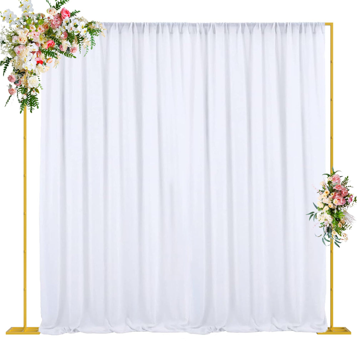 Gold Square Backdrop Stand 10x10 ft for Wedding and Party Decor