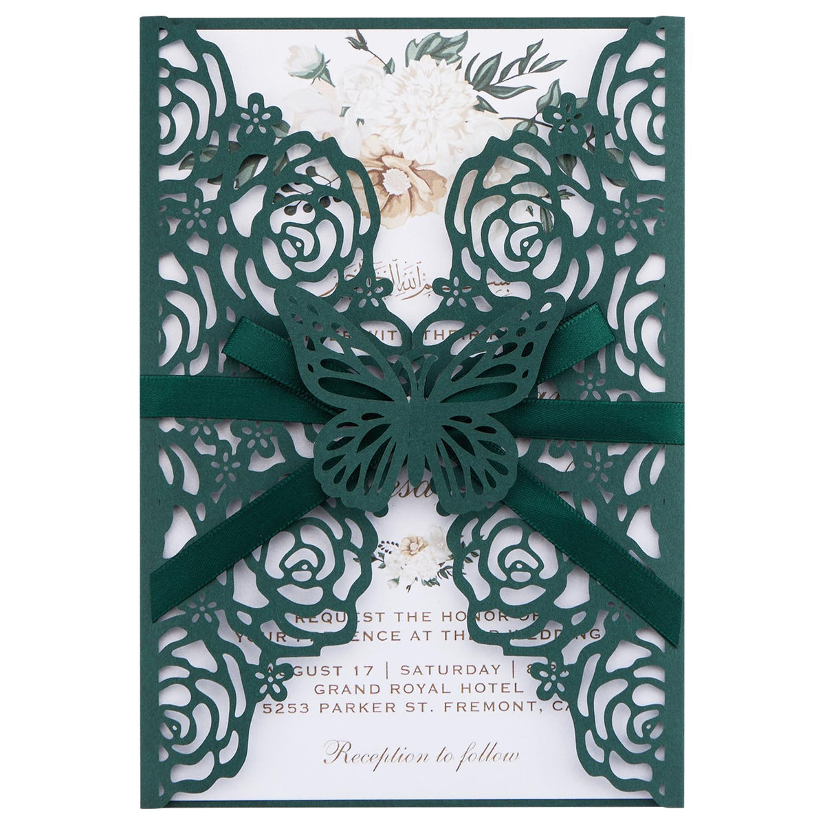 Pink Butterfly Laser Cut Invitations 50 Pack with RSVP Cards