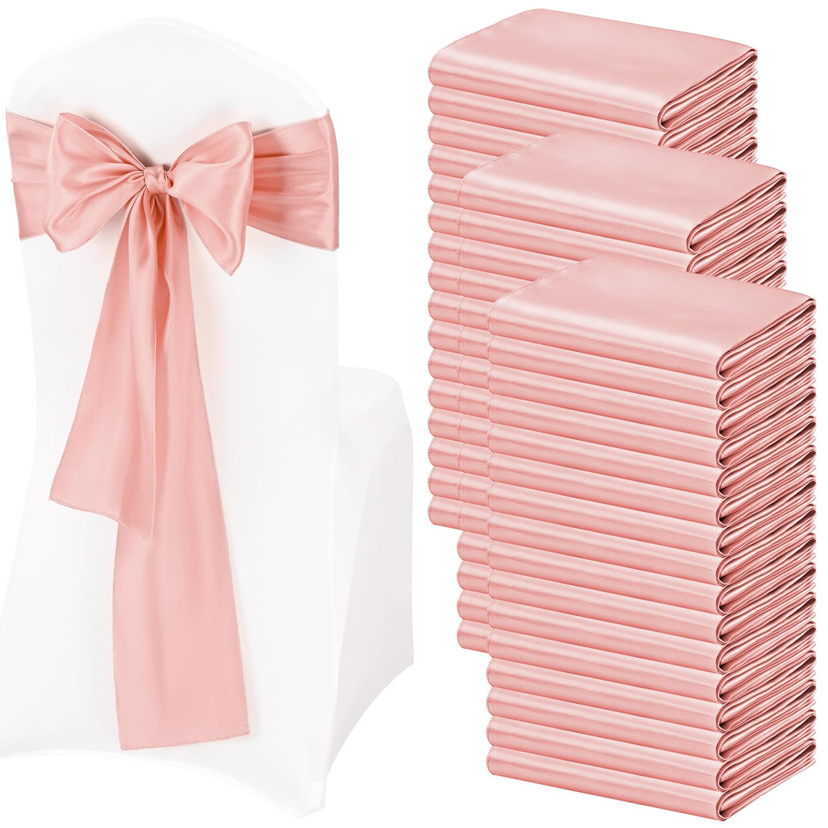 Satin Chair Sashes 100 Pack for Weddings and Party Decor