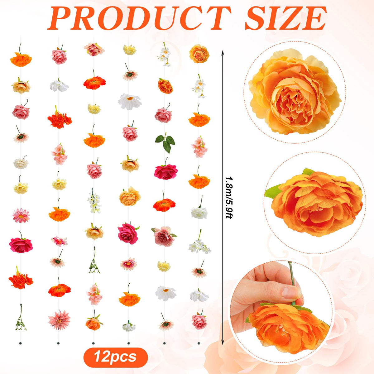 Hanging Flower Garlands 12 Pieces 70 Feet Floral Vines