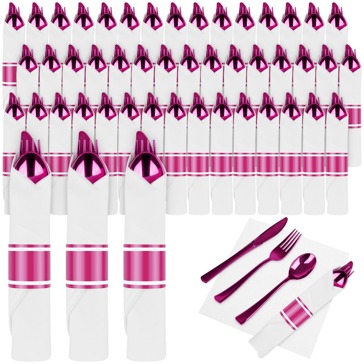 Pre Rolled Plastic Silverware Set for Parties and Events