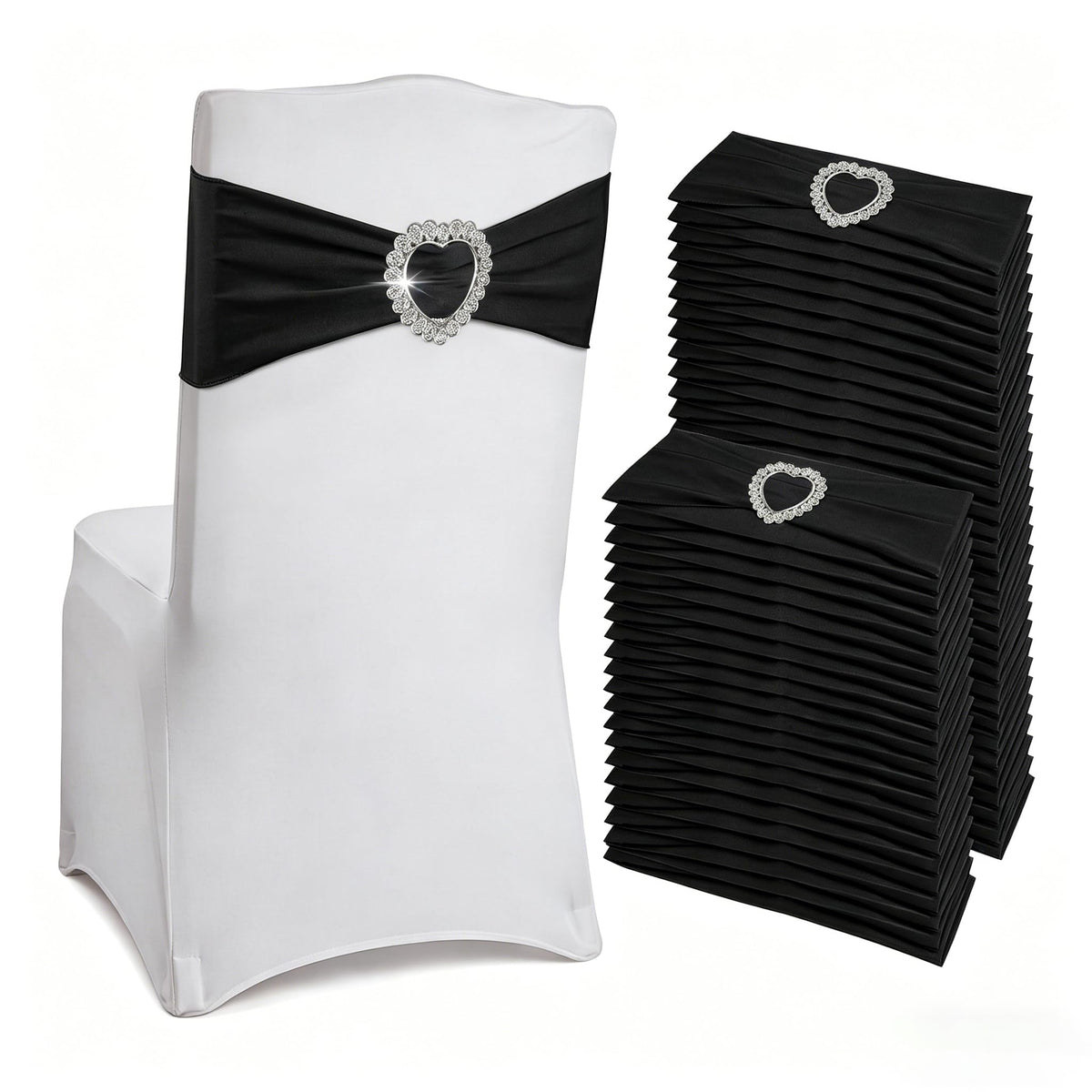 Stretch Spandex Chair Sashes with Buckles for Wedding Decor