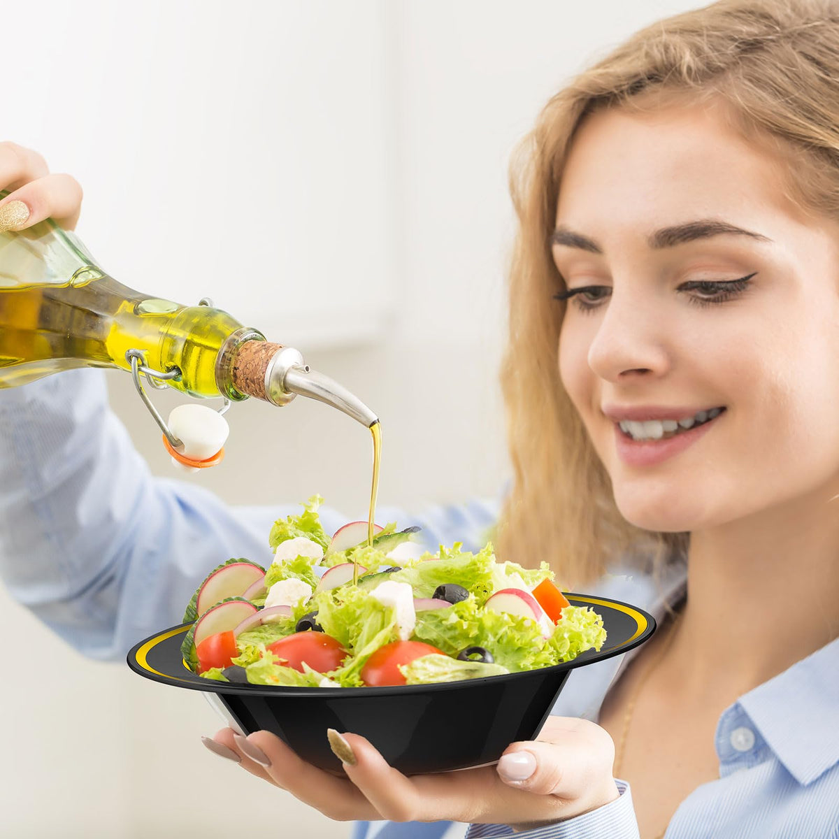 Disposable Plastic Bowls 6 oz for Parties and Catering