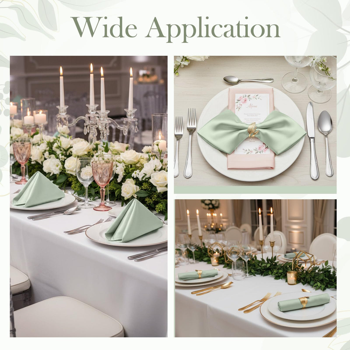 Sage Green Cloth Napkins 17 x 17 Inch 50 or 100 Pack