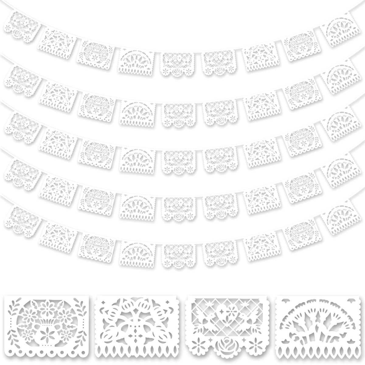 Mexican Fiesta Papel Picado Banner for Birthday Party Decor