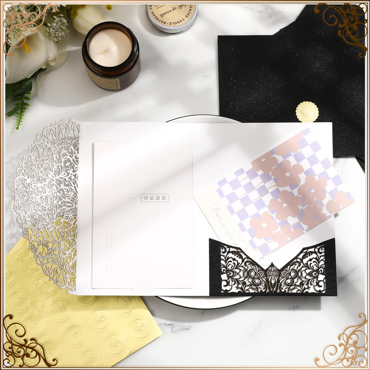 Laser Cut Wedding Invitations 100 Sets 5 x 7 Inch Cards